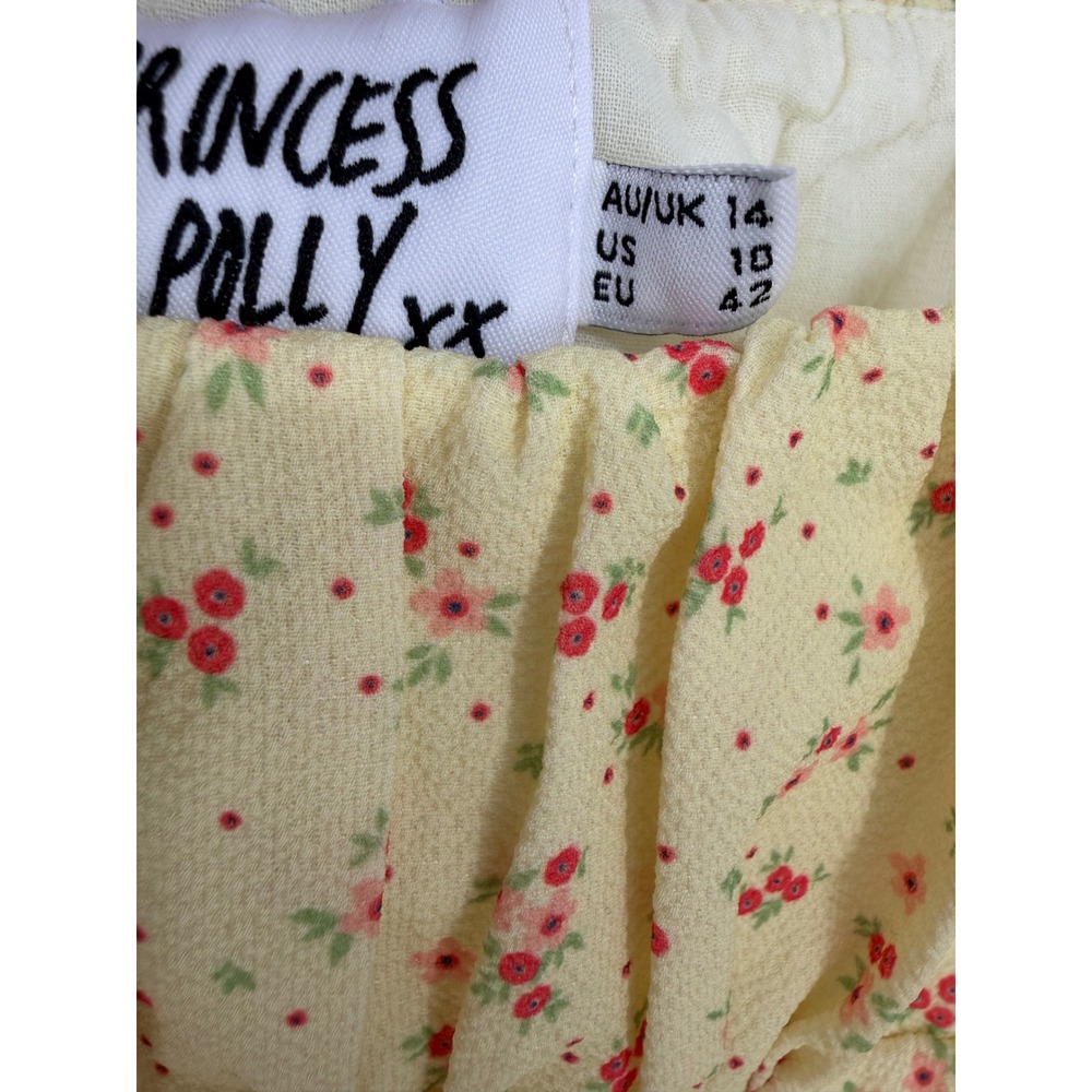 Princess Polly Women's Dress 10 Milkmaid Coquette Butter Yellow Cottagecore Y2K - Picture 8 of 14